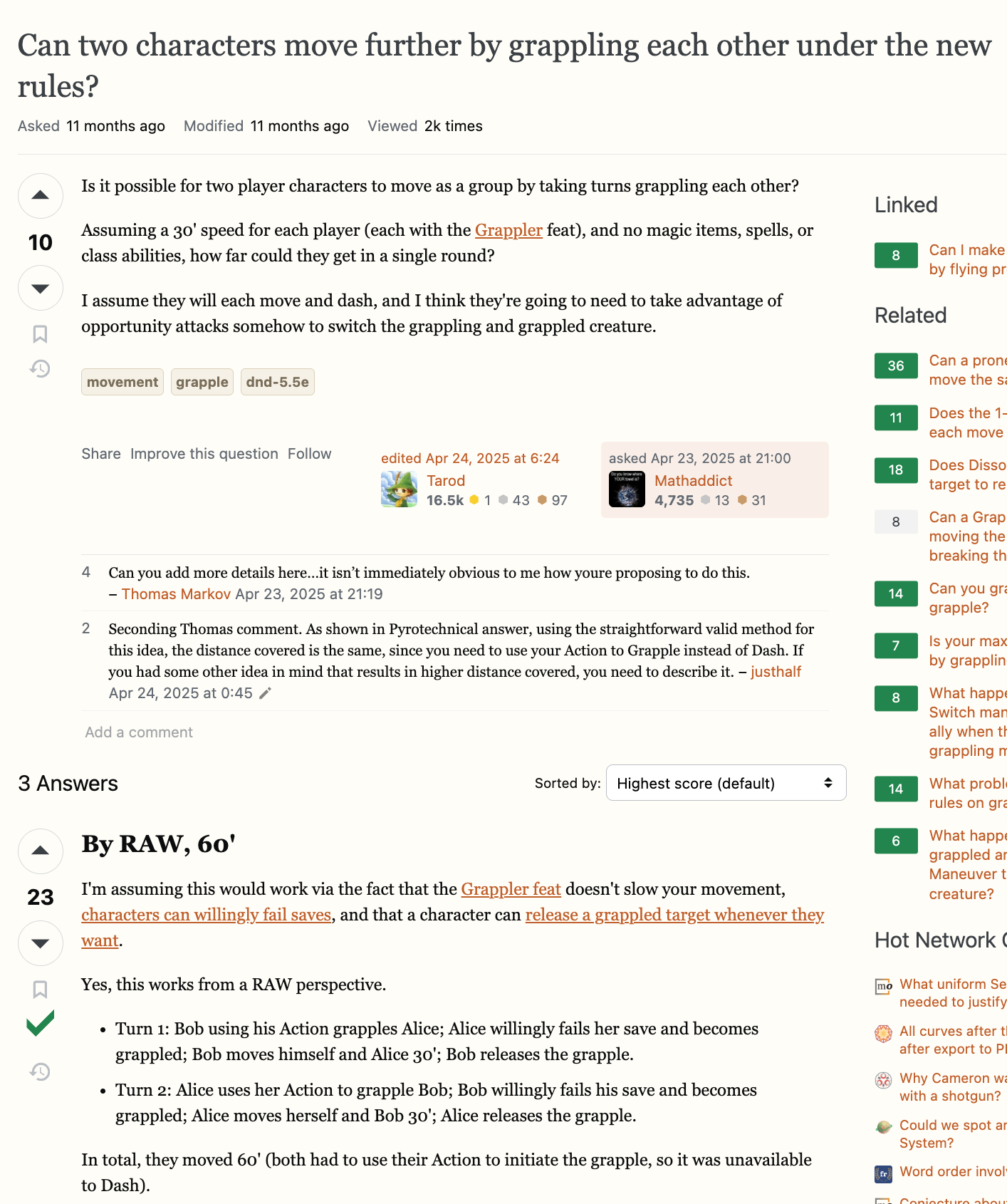 StackExchange D&D rules question